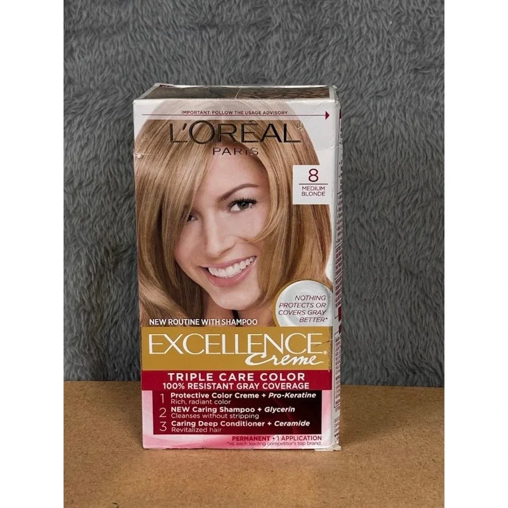L'Oreal Paris Excellence Creme Permanent  Color 8 Medium Blonde Gray Coverage